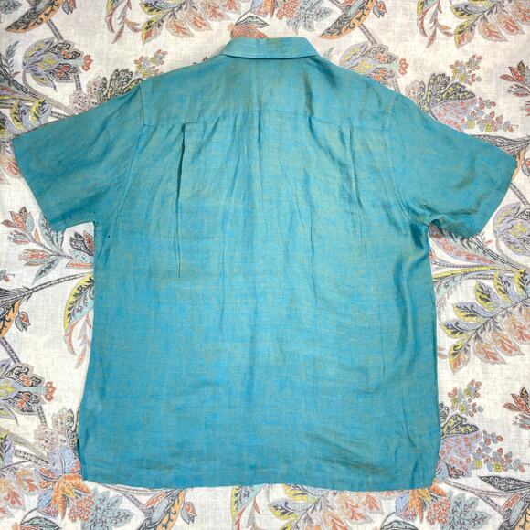 Nat Nast American Fit Deep End Blue Short Sleeve Linen Shirt L - Picture 6 of 7